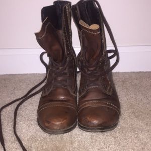 Steven madden brown leather combat boots